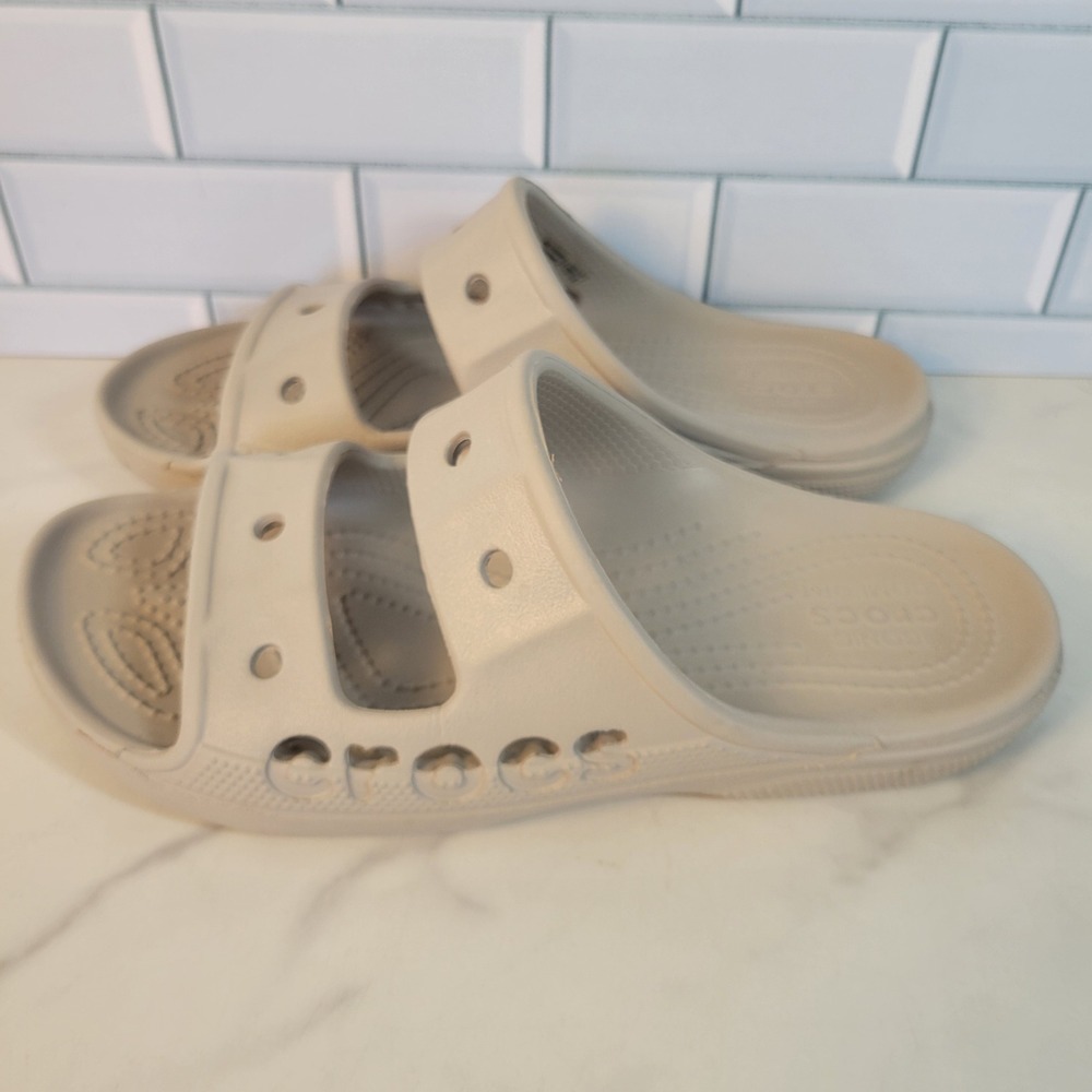 Crocs Baya Slide Comfort Lightweight Casual Beach Sandals Women 7 Beige Sand